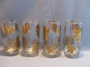 4 BICCHIERI VINTAGE, HA ALZATO (EFFETTO 3D) FOGLIE IN ORO, MCM, USATI IN OTTIME CONDIZIONI - Foto 1 di 7