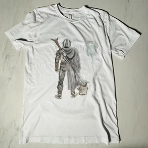 Mandalorian Baby Yoda Grogu Mickey Mouse Balloon Canvas Custom Medium T-shirt - Picture 1 of 5