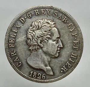 CARLO FELICE 1821-1831 -AG/ 5 LIRE 1826 GENOVA - Imagen 1 de 2