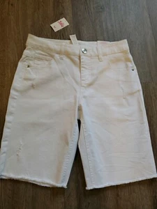 NWT Justice Girls White Bermuda Distressed Stretch Jean Shorts size 14 regular - Picture 1 of 6