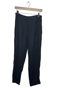 Flax Pants Women’s Size S Black Linen Straight Leg - Foto 1 di 7