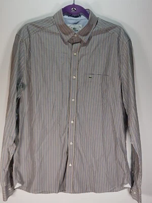 LACOSTE Men's Slim Fit Long Sleeve Button Shirt 42 L Blue Striped Cotton - Image 1 of 4