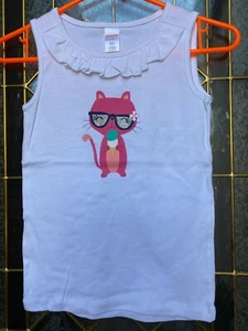 gymboree girls tank top/tops lot of two size 10 white/yellow/pink cat /butterfly - Picture 1 of 12