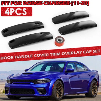 For 2011-2022 Dodge Charger Gloss Black Door Handle Covers Decor Cover Trim - Image 1 of 4