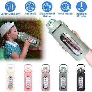 32/64Oz Glass Water Bottle Travel Bottle Sport Tracker Bottle for Gym Workout - Picture 1 of 53