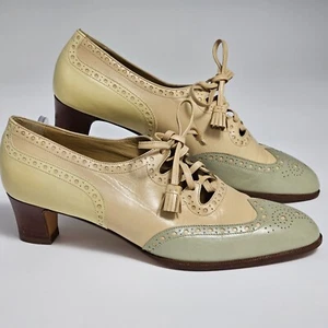 HERMES Paris Leather Pumps Women's Shoes EU 37.5 US 7 Narrow Tassel Bow Heel - Picture 1 of 12
