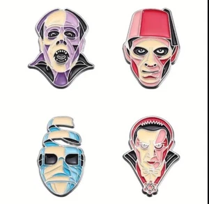 Classic MONSTER PIN PHANTOM of THE OPERA MUMMY INVISIBLE MAN DRACULA Horror Lot - Picture 1 of 7