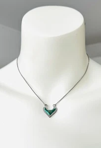 Antikes Art Deco Collier mit Emaille Anhänger Versilbert Antikschmuck Kette ! - Bild 1 von 15