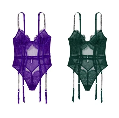 Ligas de peluche de encaje con correa brillante muy sexy de Victoria's Secret nuevas con etiquetas Foto 1 de 3