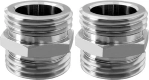 Stainless Garden Hose Adapter, 3/4" GHT Male X 3/4" GHT Male 304 Stainless Steel - Picture 1 of 3