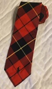 Polo Ralph Lauren Red Tartan Plaid Pony Logo Cotton Neck Tie L: 55” W: 3.5” - Picture 1 of 8