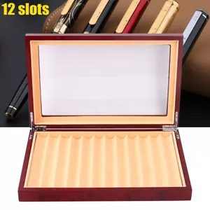 12 Slots Fountain Pen Wood Display Tray Case Organizer Storage Collector Box Red - Picture 1 of 8