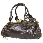 Chloe Bag Handbag Boston Bag Paddington Enamel Leather Black Authentic