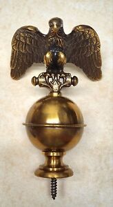 Vintage Brass  Eagle On Globe Finial Clock or Furniture 4 1/2" t  x  2 5/8" w