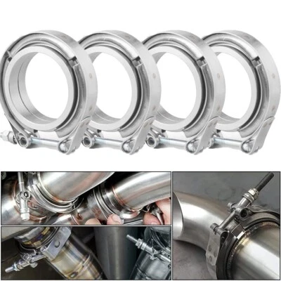 4PCS 3inch Stainless Steel V-Band Clamp SS 304 flange Vband Exhaust Downpipe - Image 1 of 4