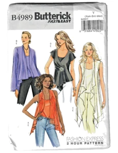 Butterick B4989 Sewing Pattern Misses Loose-fitting Tops Camisole 5 Styles XS-M - Picture 1 of 4