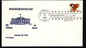 1993 Clinton Gore inaugural - Washington DC cancel  3-B cachet - Picture 1 of 1