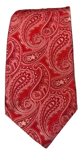 Ike Behar Neiman Marcus Imported Silk Red Paisley Neck Tie * Perfect Holiday Tie - Picture 1 of 8