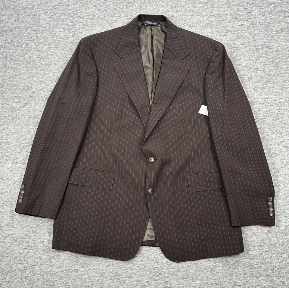 Jaqueta Polo Ralph Lauren Masculina 44R Marrom Listrada Mistura de Lã Blazer City NOVO - Imagem 1 de 4