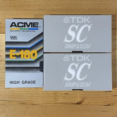 Casetes VHS 1 x Acme E-180 Alto Grado 2 x TDK SC Nuevo Sellado Foto 1 de 4
