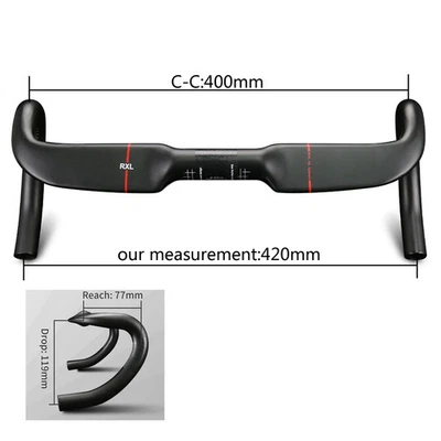 Carbon Road Bicycle Handlebar Internal Routing Drop Bars 31.8mm 400/420/440mm - Image 1 of 4