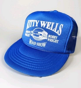 Vtg Kitty Wells Johnny & Bobby Wright Road Show TRUCKER HAT Cap To Blue Foammesh - Picture 1 of 8