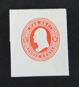 US Official Stamp Envelope UO34 3c 1873 War Department Vermillion Full Corner - Picture 1 of 2