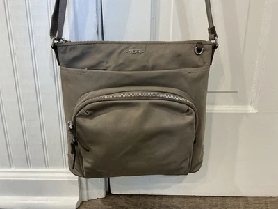 TUMI VOYAGEUR CAPRI NYLON CROSSBODY BAG Taupe SILVER HARDWARE - Image 1 of 4