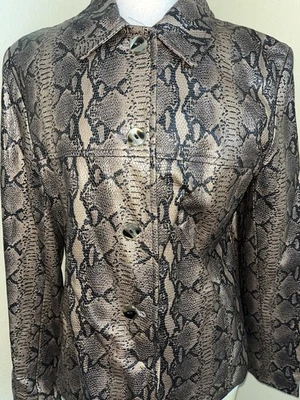 Chaqueta de Cuero DORADA Moto Serpiente Reptil Piel Patrón S 38" Busto Marvin Richards Foto 1 de 4