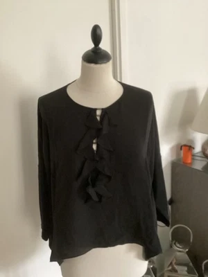 Haut blouse GEORGES RECH taille S soie noire bon etat - Photo 1/4
