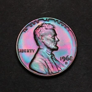 1968-D Lincoln Memorial Cent Penny *High Luster* with Rainbow Toning (7-78) - Picture 1 of 2