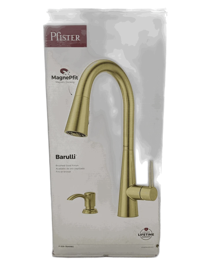 Pfister Barulli Single Handle Pull Down Faucet w/ Soap Dispenser in Gold - Image 1 of 1