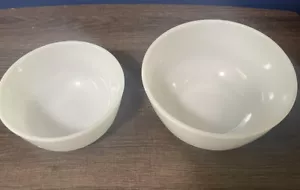Vintage Fire-King 7” Mixing Bowl White Milk Glass & 6” Anchor Hocking 456 - Picture 1 of 5