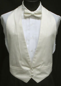 Boys Ivory Off-White Satin Open Back Backless Tuxedo Vest Wedding Ringbearer