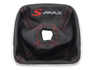 PARA FORD S-MAX 2006-2008 FUNDA PALANCA DE CAMBIO CUERO NEGRO BORDADO ROJO - Imagen 1 de 4