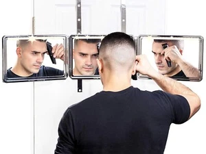 Pre-owned SELF-CUT SYSTEM Perfecting Self Grooming Lambo 3-Way Mirror, Brackets - Picture 1 of 9