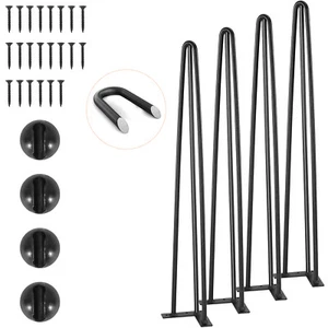 VEVOR Hairpin Table Legs 0.7M Set of 4 Solid Steel Desk Furniture Leg Black - Picture 1 of 12