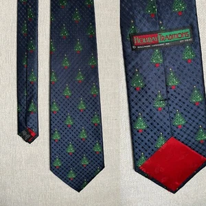 Holiday Traditions 100 % Seide Herrenkrawatte blau/grün Weihnachtsbaum Weihnachten - Bild 1 von 6