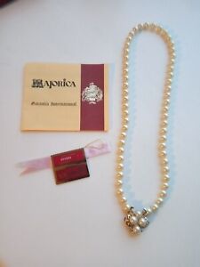 Vintage MAJORICA Faux Pearl Silver Gold Plated Necklace - Box & Certificates