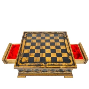 Vintage Chess Board with Drawers Handmade Walnut Wooden - Christmas Gifts🎁 - Picture 1 of 6