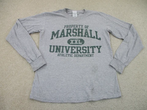 Marshall Thundering Herd Shirt Adult Small Gray Green Football Long Sleeve Men * Cover