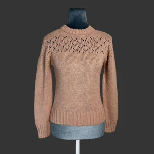 vintage 1980s pink knit cottagecore grandma sweater Margaret Chadwick sz s - Picture 1 of 8