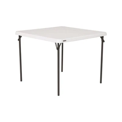 80783 37-Inch Commercial Grade Square Folding Card Table, White Granite - Image 1 of 4