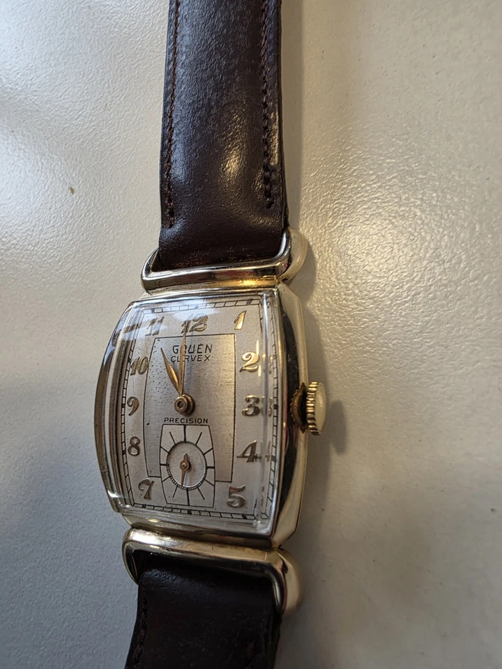 Vintage Gruen Curvex Precision 1940s 17 Jewel Mens 10k Gold Filled Watch — 第 1/4 张图片