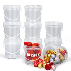 Airtight Clear Plastic Bucket with Lid, Ice Buckets for Parties, Reusable Ice... - Picture 1 of 7