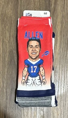Calcetines grandes Josh Allen de Buffalo Bills NFL para hombre se adaptan a regalo de 10-13 fanáticos Foto 1 de 3