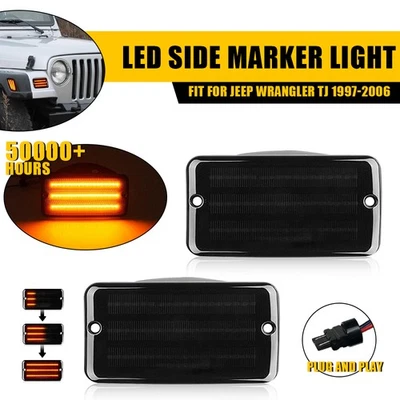 Luz de señalización LED dinámica LED para parachoques delantero Jeep Wrangler TJ 1997-2006 Foto 1 de 4
