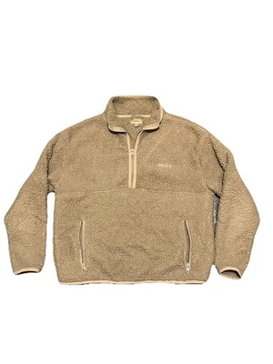 Skims Sherpa Teddy Bear Fleece 1/4 Zip Pullover Size Small Camel Tan - Image 1 of 4