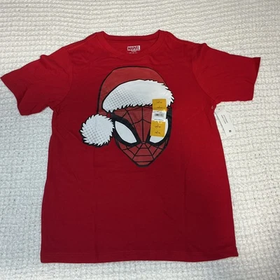 Camisa Marvel Spidey Clause Niño L 10-12 Roja Manga Corta Spider-Man Navidad NUEVA Foto 1 de 4
