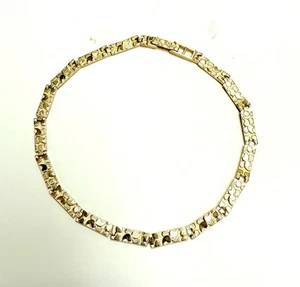 14K Solid Yellow Gold Nugget Bracelt ~ 7.5 Inch ~ 3.4mm ~ 4.5 Grams - Picture 1 of 6
